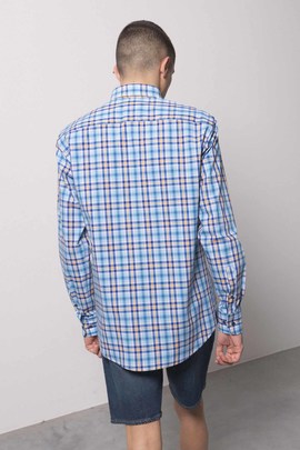  Camisa Klout Madras Azul Para Hombre