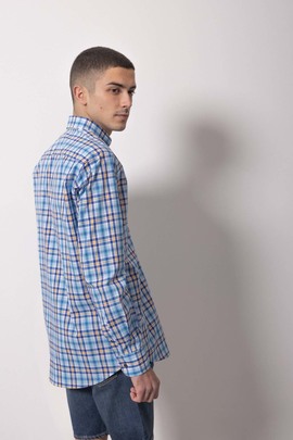  Camisa Klout Madras Azul Para Hombre
