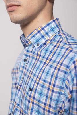  Camisa Klout Madras Azul Para Hombre