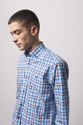  Camisa Klout Madras Azul Para Hombre