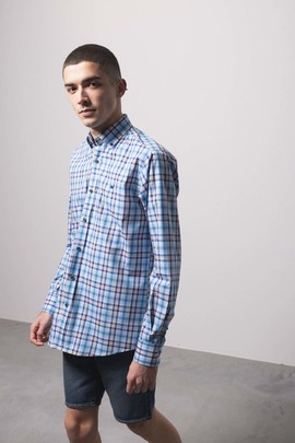  Camisa Klout Madras Azul Para Hombre