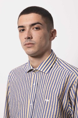  Camisa Klout Marbella Rayas Azul y Amarillo Hombre