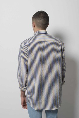  Camisa Klout Marbella Rayas Azul y Amarillo Hombre