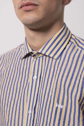  Camisa Klout Marbella Rayas Azul y Amarillo Hombre
