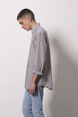  Camisa Klout Marbella Rayas Azul y Amarillo Hombre