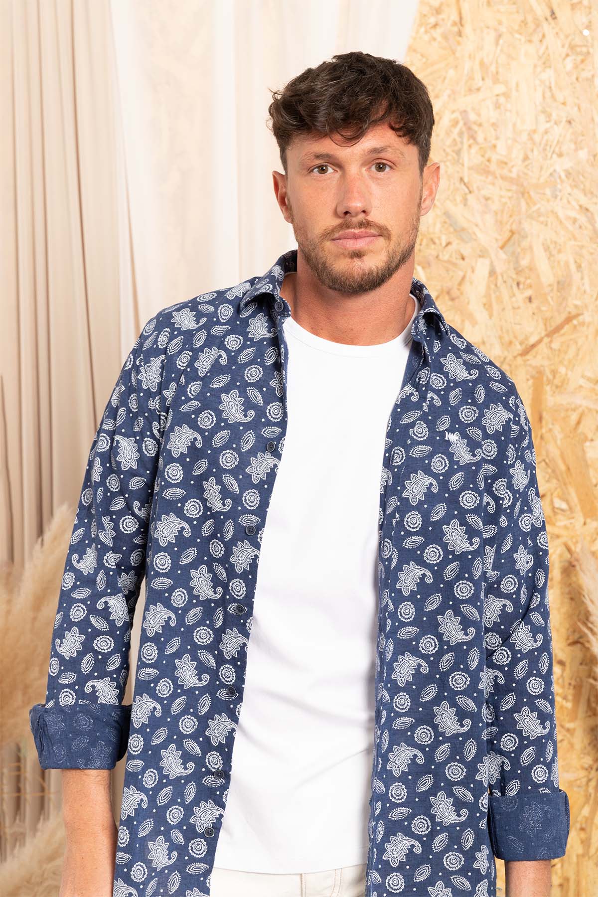 Camisa Klout Paisley Azul Marino Para Hombre