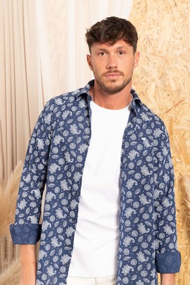  Camisa Klout Paisley Azul Marino Para Hombre