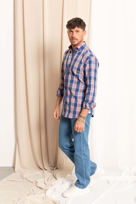  Camisa Klout Madras Marino Para Hombre 