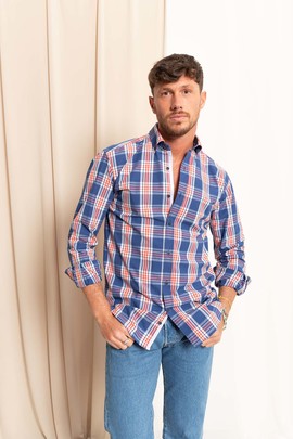  Camisa Klout Madras Marino Para Hombre 