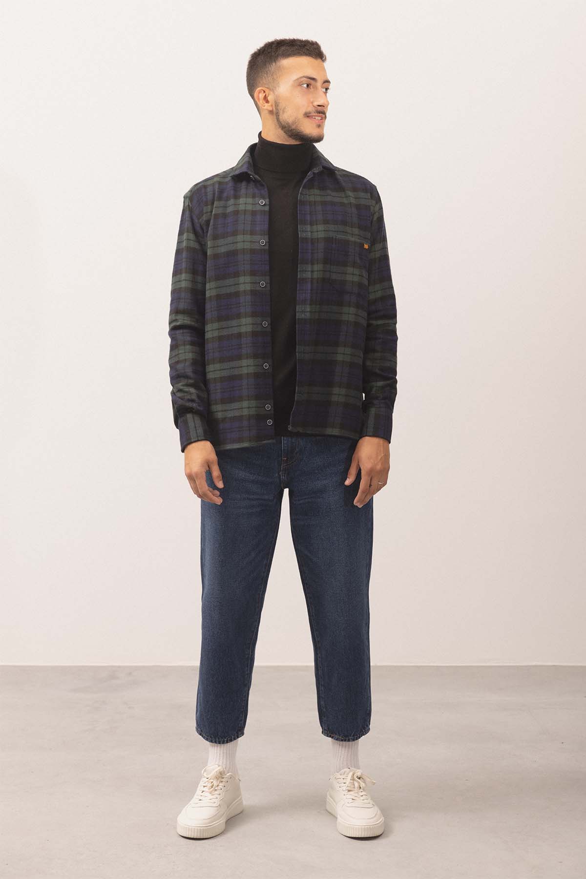 Sobrecamisa Klout Tartan Verde y Azul Marino