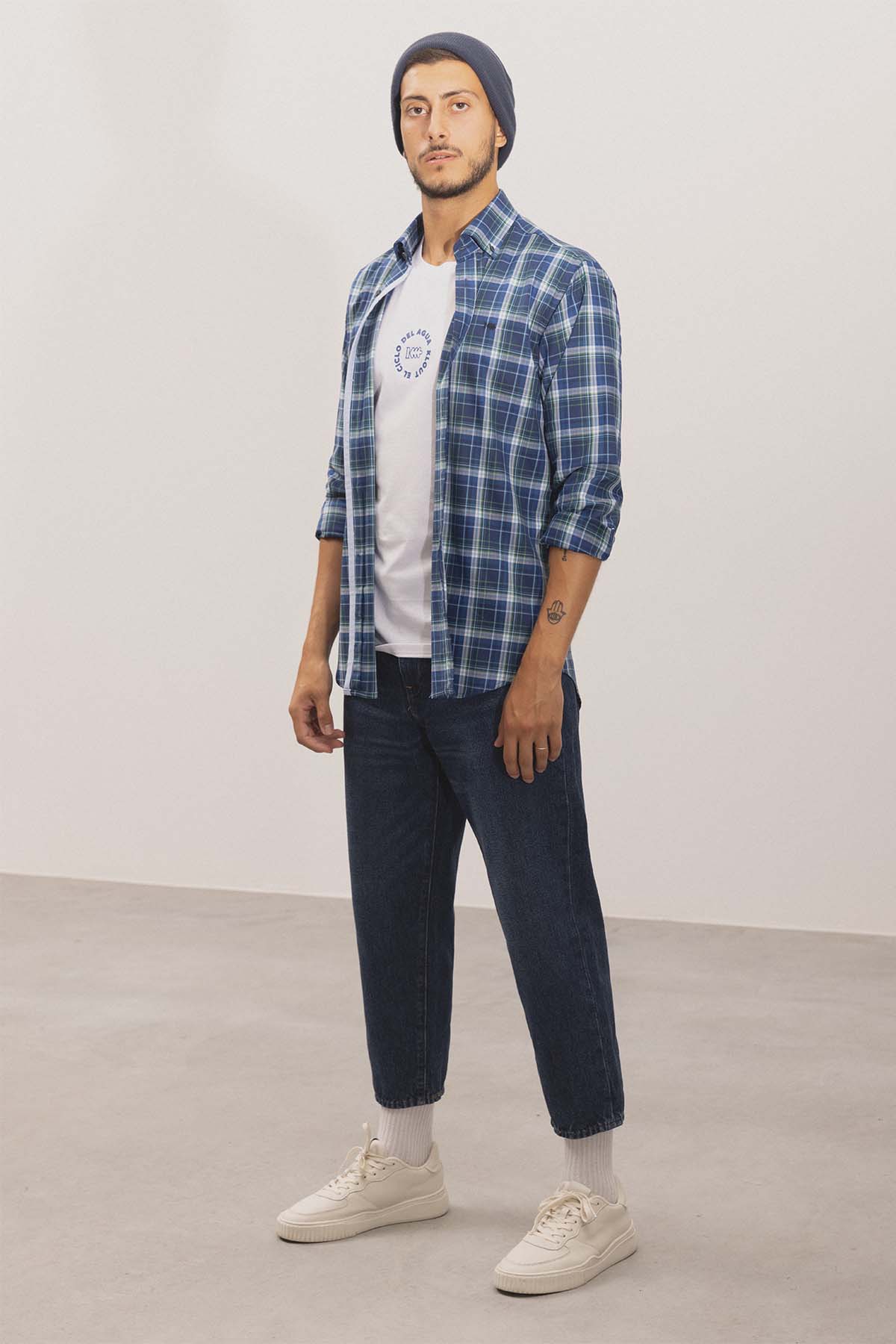 Camisa Klout Septembro Cuadros Azul para Hombre